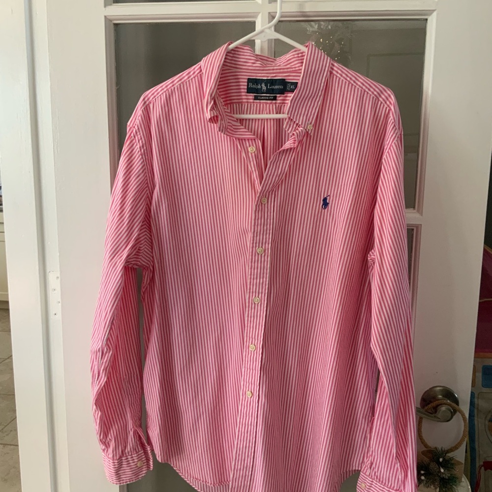 Polo by Ralph Lauren Men's Pink Striped Shirt